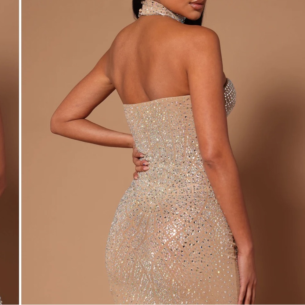 Brand new fashion nova party nude dress with chocker - Picture 2 of 3